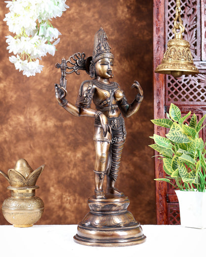 Pure Brass Ardhanarishwara Statue – Half Shiva Half Parvati burnt brass tone  19 inch