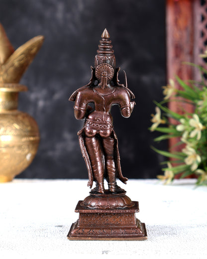 Pure Copper Standing Mariamman Idol – Handcrafted Divine Goddess Statue 5.5 inch