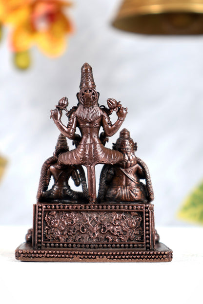 Pure Copper Kuber Lakshmi with Chitralekha Idol – Divine Wealth & Prosperity Sculpture (3 Inches)