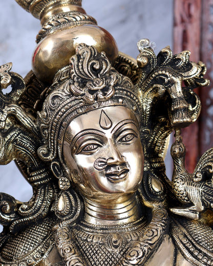 Brass Radha krishna Idols together on same base 29 inch large