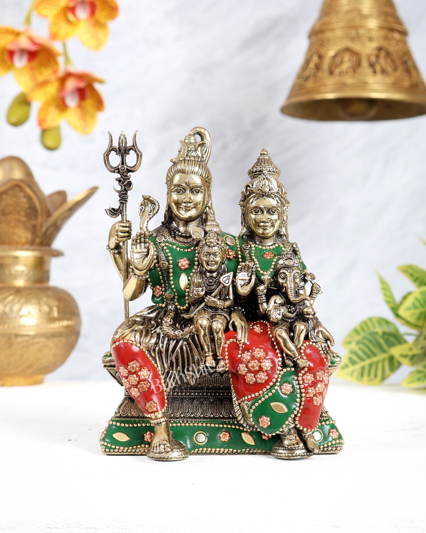 Brass Shiv Parivar Idol – 6" meenakari work