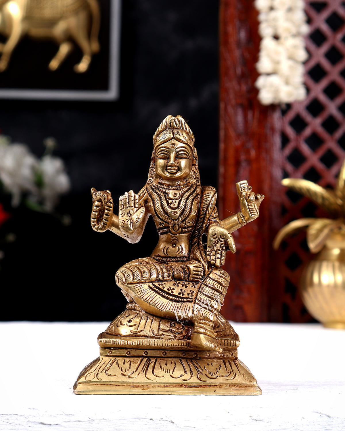 Brass Balambika Idol – Superfine Goddess Sculpture with Enhanced Carvings 4.5 inch