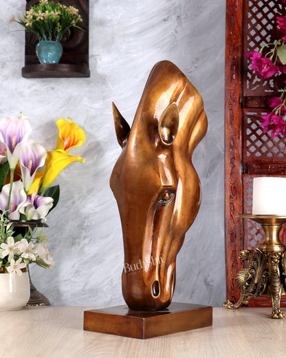 Horse Face Décor Artefact – Handcrafted Statement Sculpture Antique Bronze Tone 17.5 inch