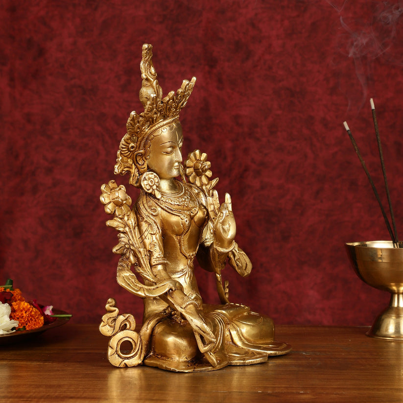 Sacred 11-Inch Pure Brass White Tara Devi Statue - Handcrafted Sculptu ...