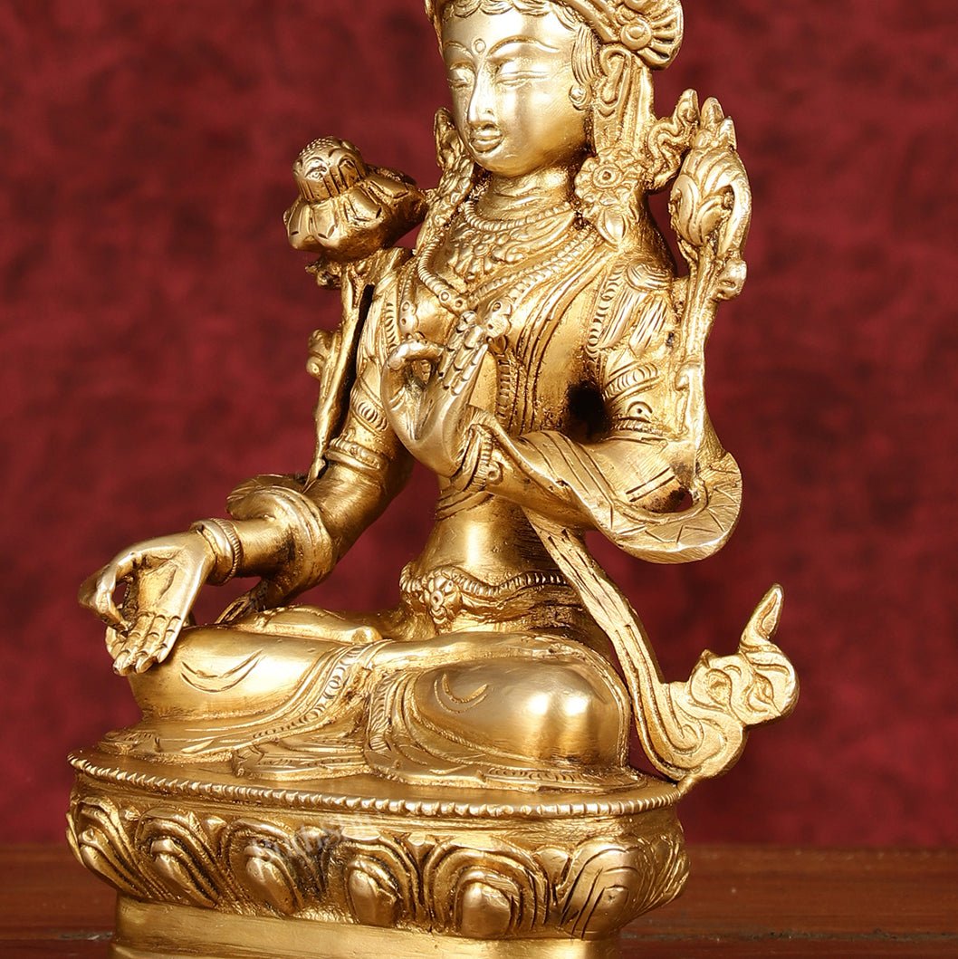 Sacred Pure Brass white Tara Devi Idol - Handcrafted Sculpture 8 ...