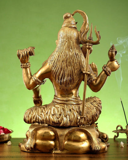 Shiva Brass Statue with Nandi - 18" Height - Budhshiv.com