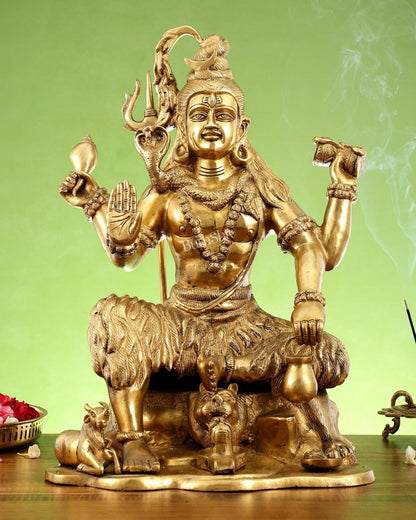 Shiva Brass Statue with Nandi - 18" Height - Budhshiv.com