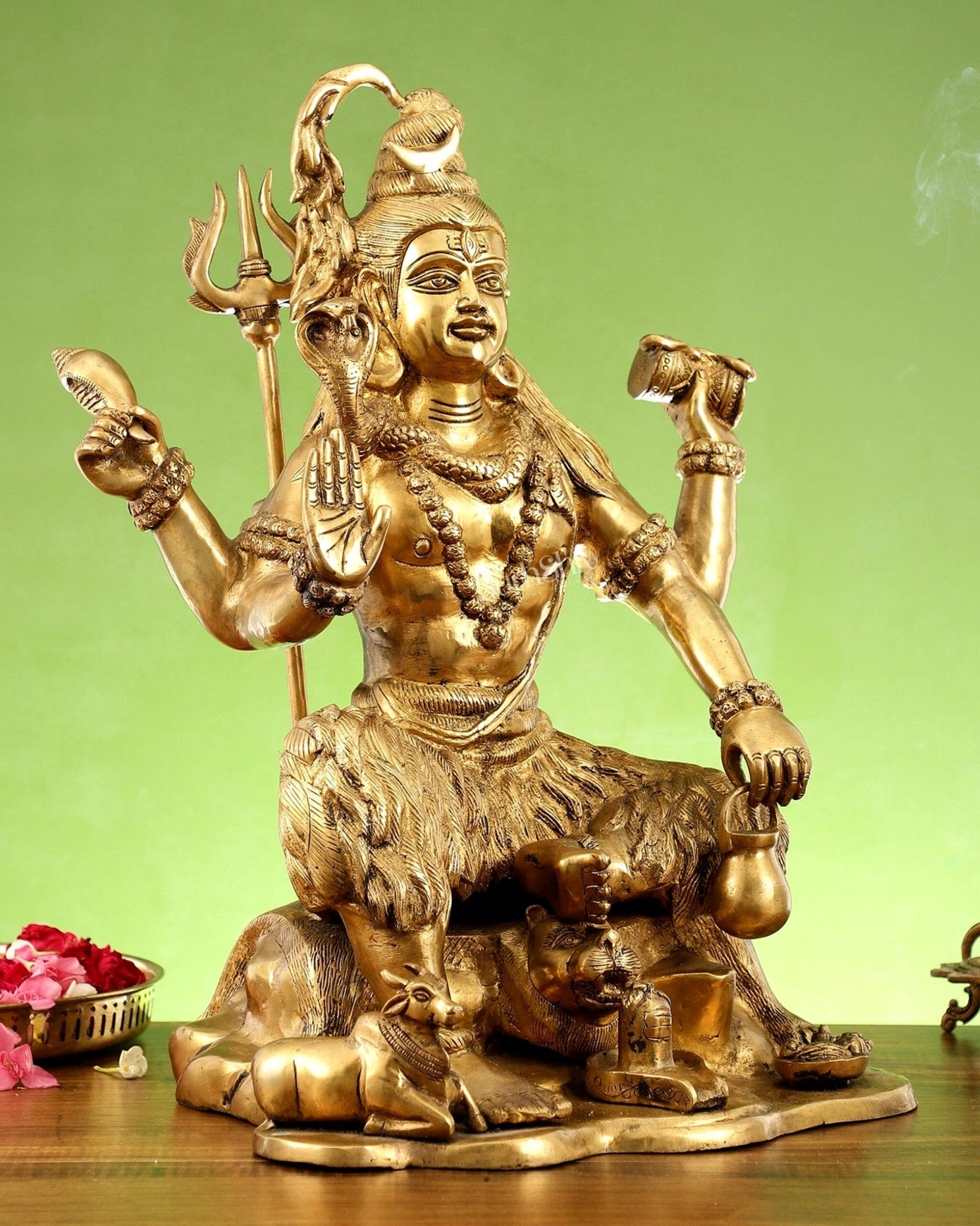 Shiva Brass Statue with Nandi - 18" Height - Budhshiv.com