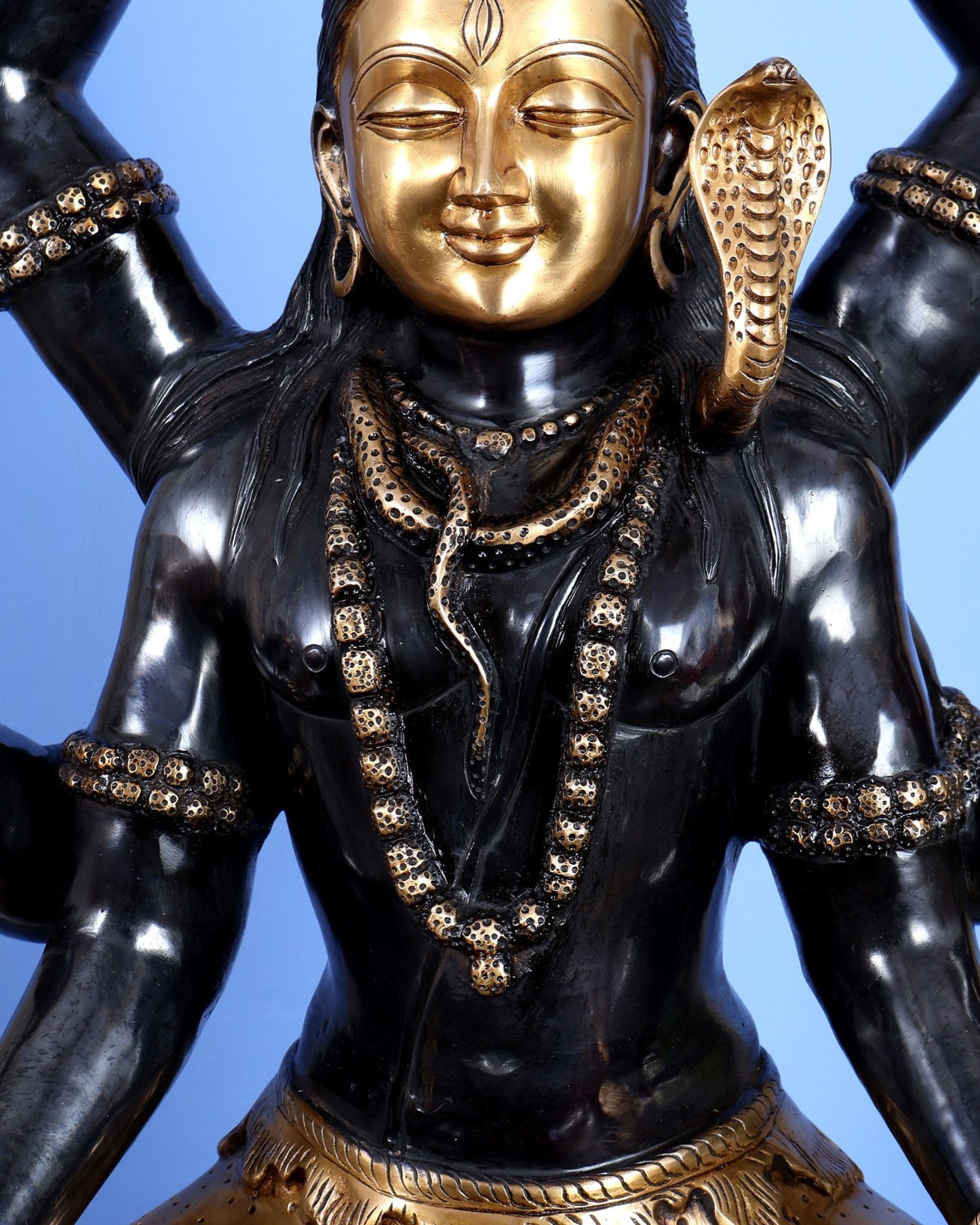 Six-Armed Brass Shiva Statue Mahamrityunjaya 30 inch black edition - Budhshiv.com