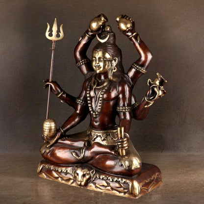 Six - Armed Shiva Statue in Superfine Brass - 30 Inch Handcrafted Mahakala - Budhshiv.com
