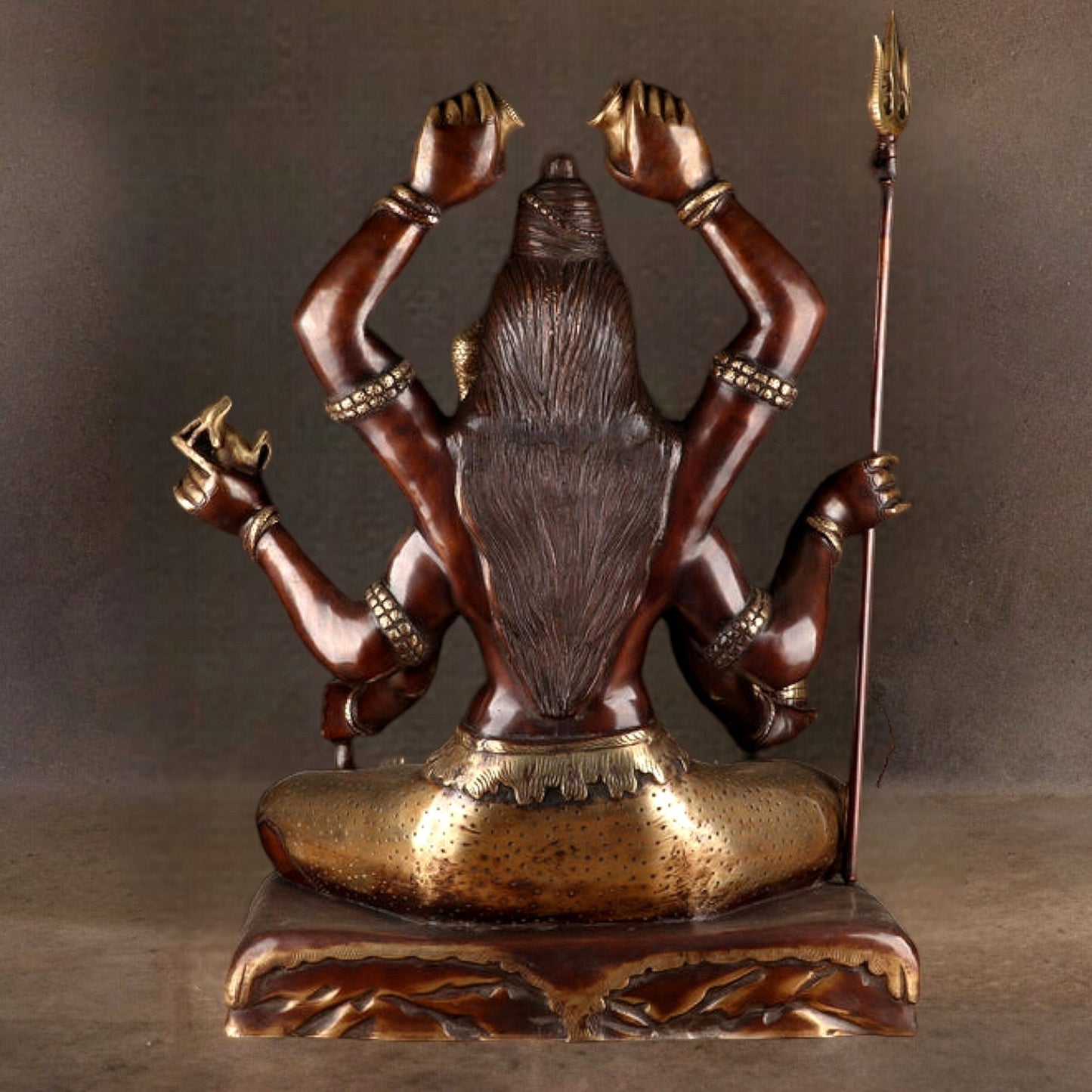 Six - Armed Shiva Statue in Superfine Brass - 30 Inch Handcrafted Mahakala - Budhshiv.com