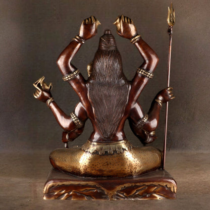 Six - Armed Shiva Statue in Superfine Brass - 30 Inch Handcrafted Mahakala - Budhshiv.com