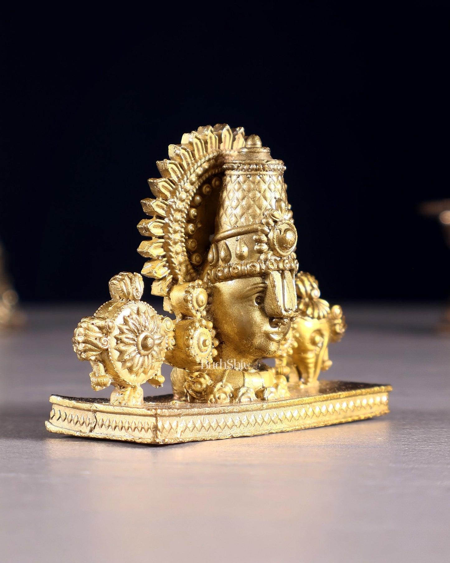 Small Pure Bronze Tirupati Balaji Face Bust | Panchaloha Idol with Lacquer Finish - Budhshiv.com
