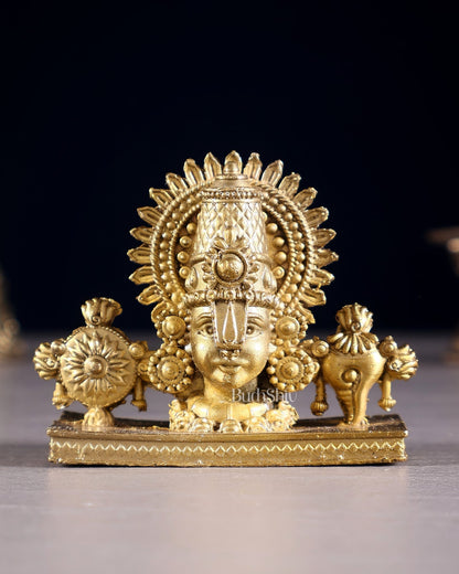 Small Pure Bronze Tirupati Balaji Face Bust | Panchaloha Idol with Lacquer Finish - Budhshiv.com