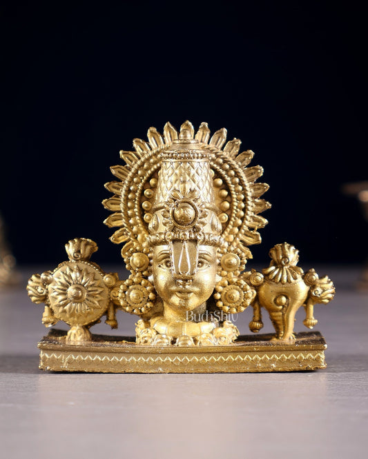 Small Pure Bronze Tirupati Balaji Face Bust | Panchaloha Idol with Lacquer Finish - Budhshiv.com