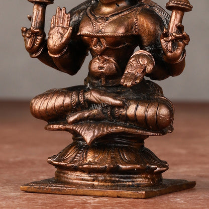 Small Pure Copper Devi Padmavati (Lakshmi) Idol - 3.5 - inch - Budhshiv.com