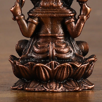 Small Pure Copper Ganapati on Lotus Idol | 2.5" - Budhshiv.com