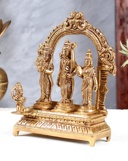 Solid Brass Ram Darbar Idol - Handcrafted Lord Rama, Sita, Lakshmana & Hanuman Statue - Budhshiv.com