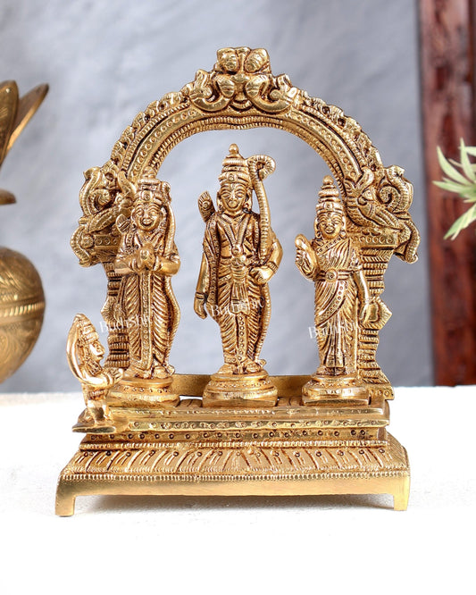 Solid Brass Ram Darbar Idol - Handcrafted Lord Rama, Sita, Lakshmana & Hanuman Statue - Budhshiv.com