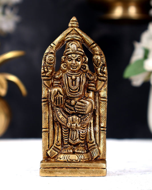 Solid Brass Tirupati Balaji Idol | Height 4 inch - Budhshiv.com