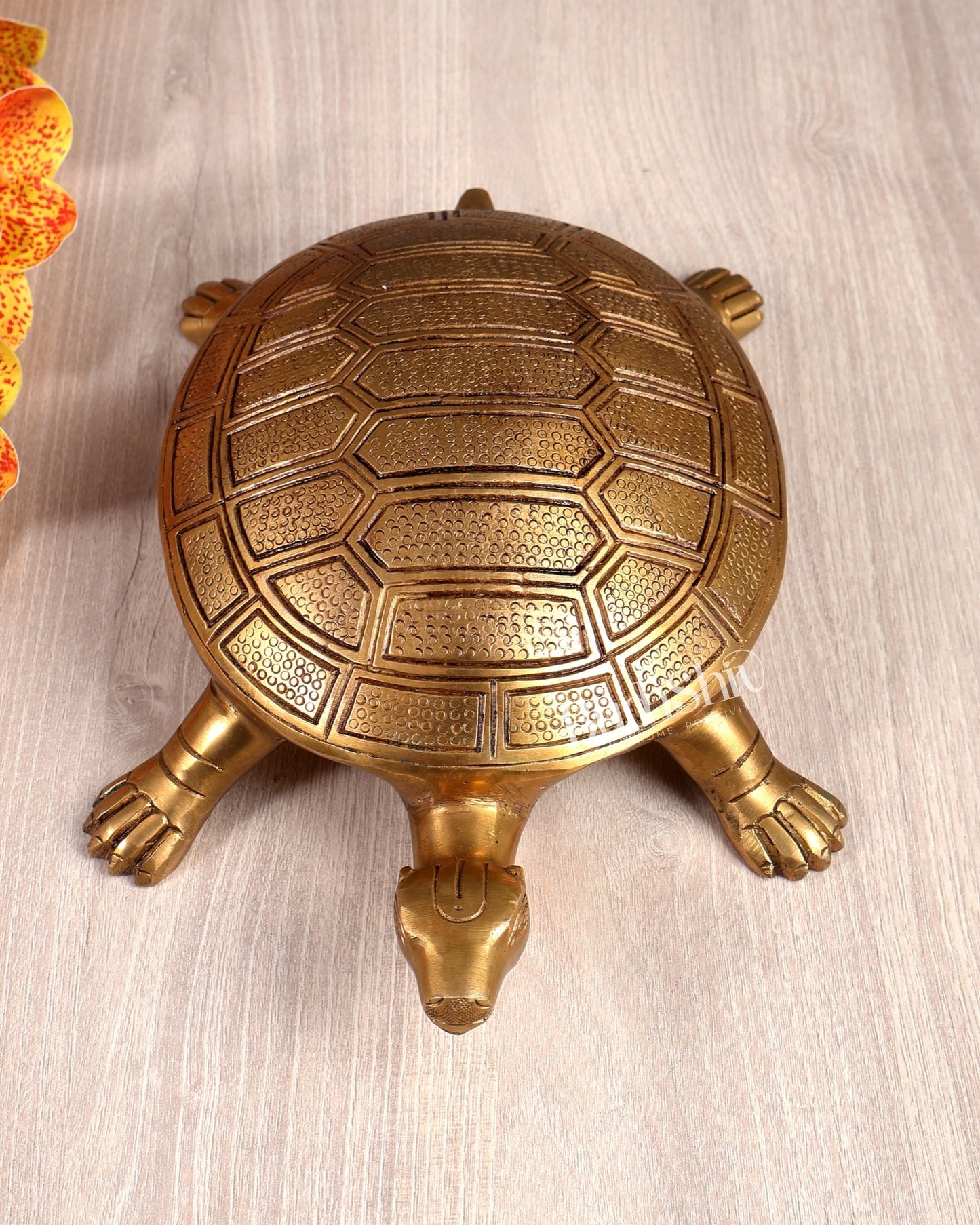 Solid Brass Tortoise – Feng Shui & Vastu Approved Auspicious Décor Piece (10.5 Inches) - Budhshiv.com