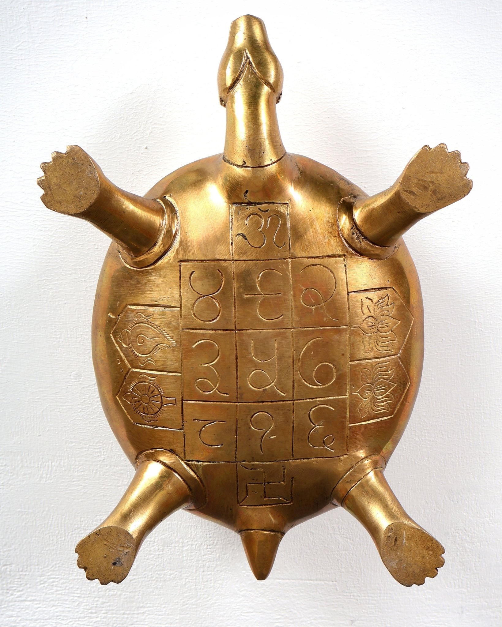 Solid Brass Tortoise – Feng Shui & Vastu Approved Auspicious Décor Piece (10.5 Inches) - Budhshiv.com