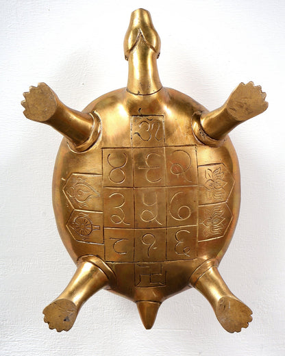 Solid Brass Tortoise – Feng Shui & Vastu Approved Auspicious Décor Piece (10.5 Inches) - Budhshiv.com