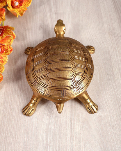 Solid Brass Tortoise – Feng Shui & Vastu Approved Auspicious Décor Piece (10.5 Inches) - Budhshiv.com