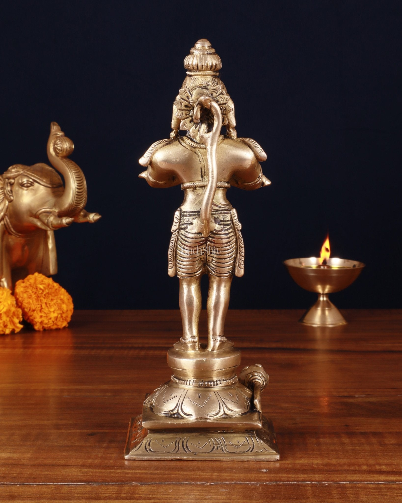 Standing Brass Lord Hanuman in Namaste Anjali Mudra – 9 Inch - Budhshiv.com