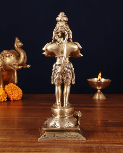 Standing Brass Lord Hanuman in Namaste Anjali Mudra – 9 Inch - Budhshiv.com