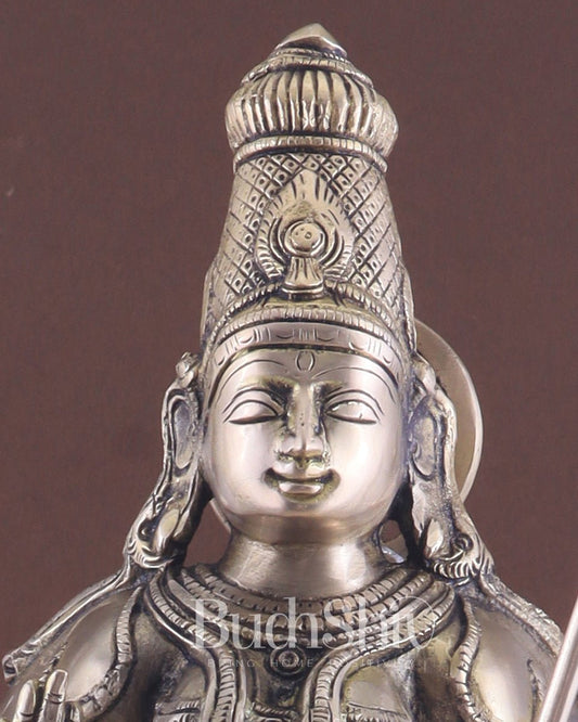 Standing Durga Brass idol with 8 arms and lion 18 inch - Budhshiv.com