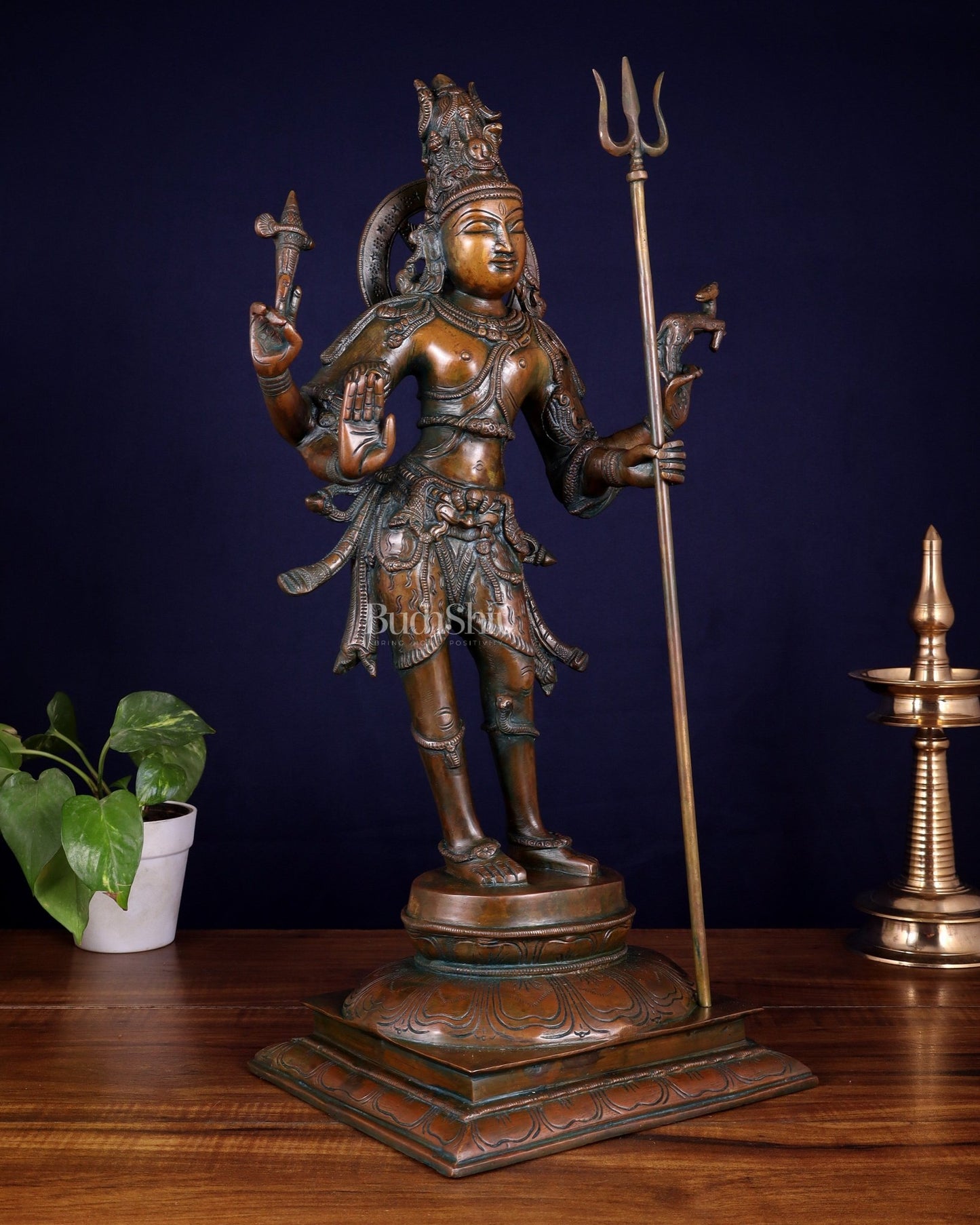 Standing Shiva brass statue 21 inch - Budhshiv.com