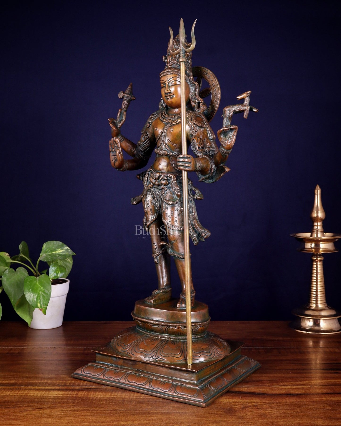 Standing Shiva brass statue 21 inch - Budhshiv.com