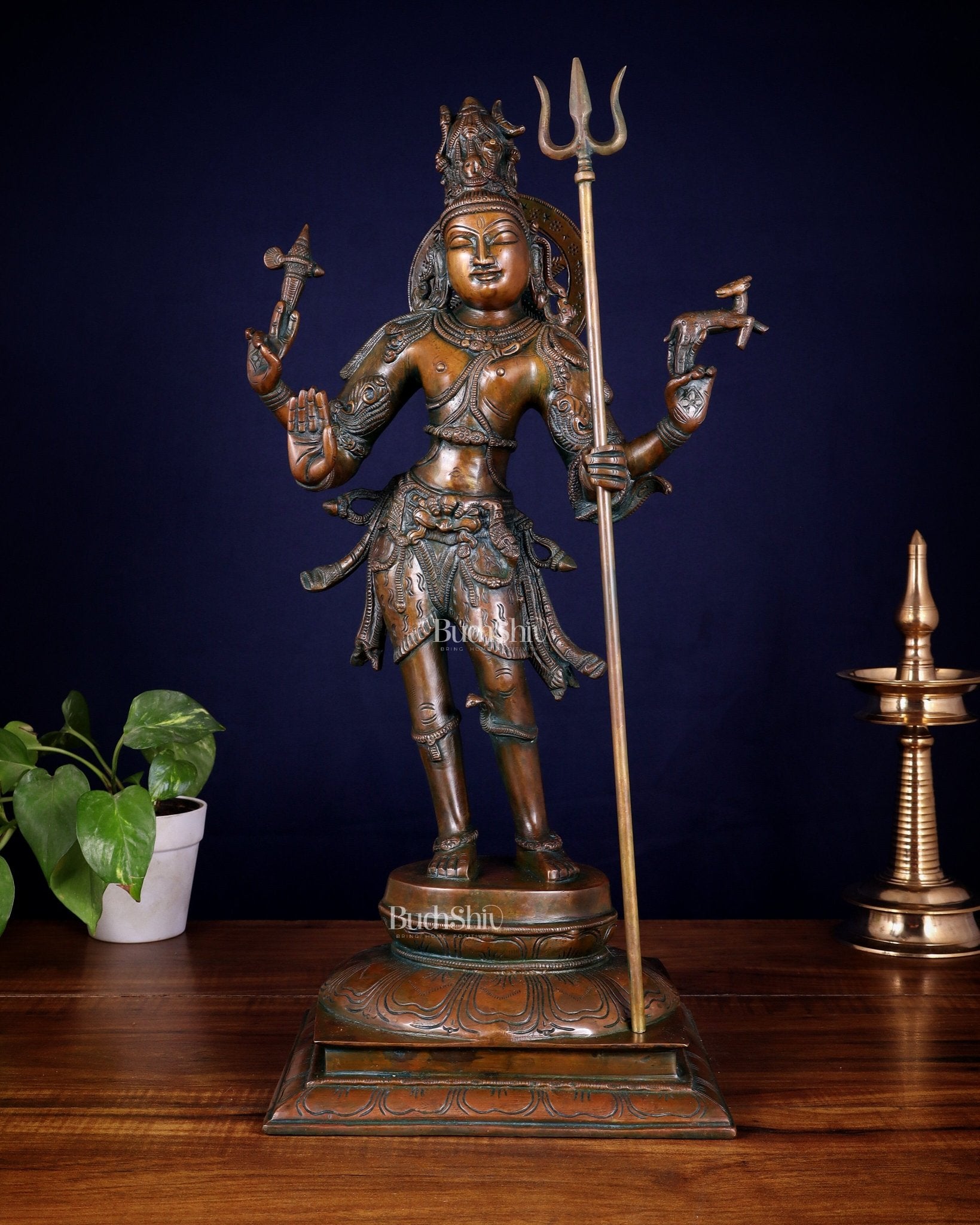 Standing Shiva brass statue 21 inch - Budhshiv.com