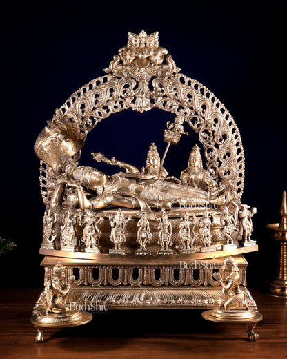 Superfine Anantashayana Vishnu in Royal Arch with Dashavatara – Hoysala Bronze Masterpiece - Budhshiv.com
