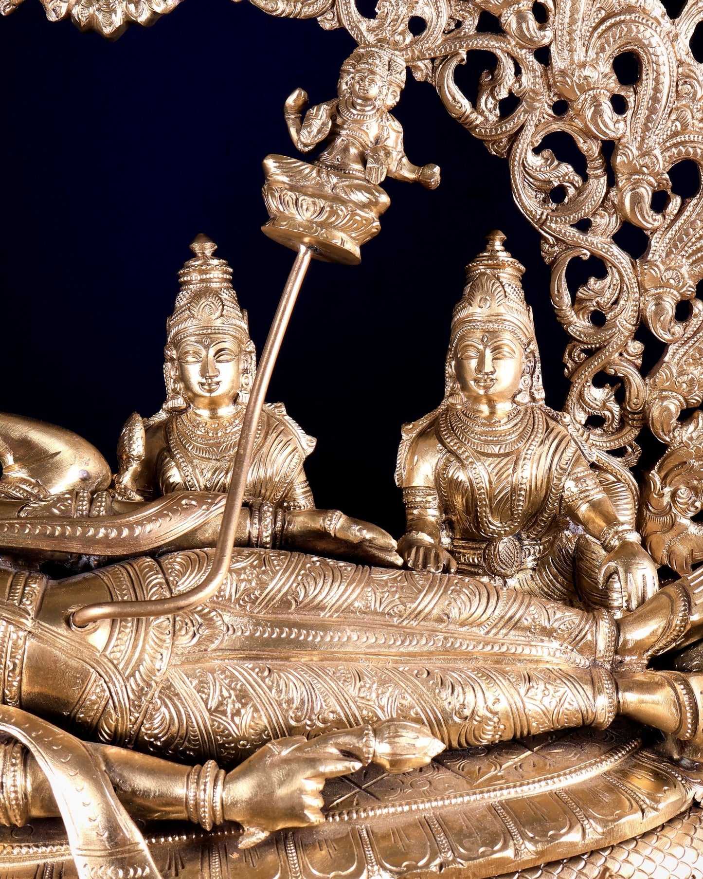 Superfine Anantashayana Vishnu in Royal Arch with Dashavatara – Hoysala Bronze Masterpiece - Budhshiv.com