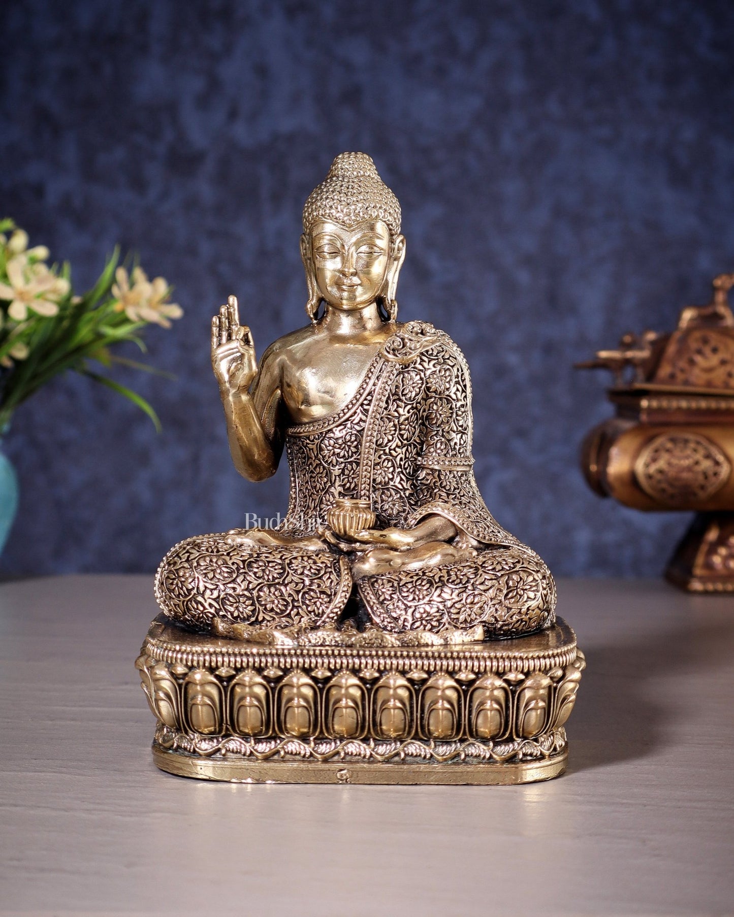 Superfine Brass Blessing Buddha Statue – 6 inch - Budhshiv.com