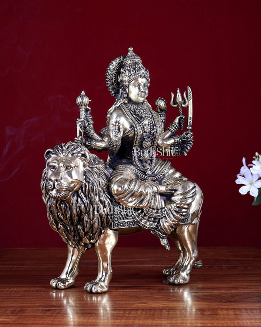 Superfine Brass Durga ambe Mata Idol 12 inch - Budhshiv.com