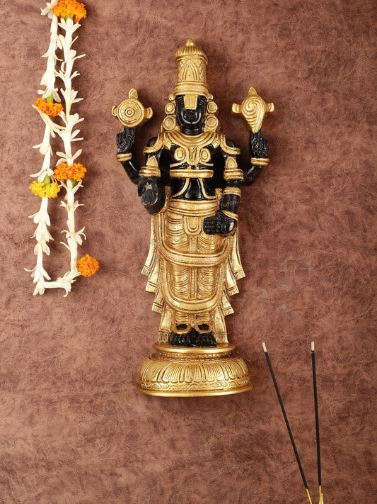 Superfine Brass Handcrafted Tirupati Balaji Wall Hanging - 16" x 8" - Budhshiv.com