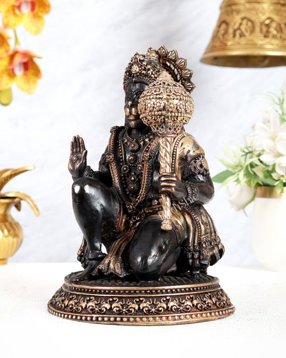 Superfine Brass Hanuman Idol – 8 inch black tone - Budhshiv.com