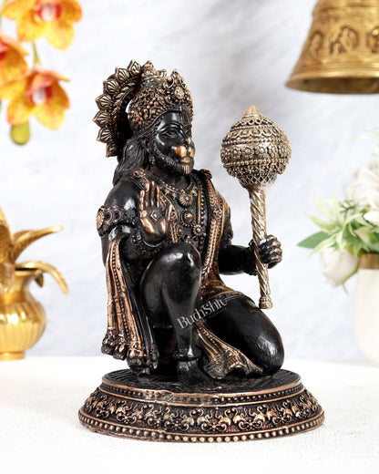 Superfine Brass Hanuman Idol – 8 inch black tone - Budhshiv.com