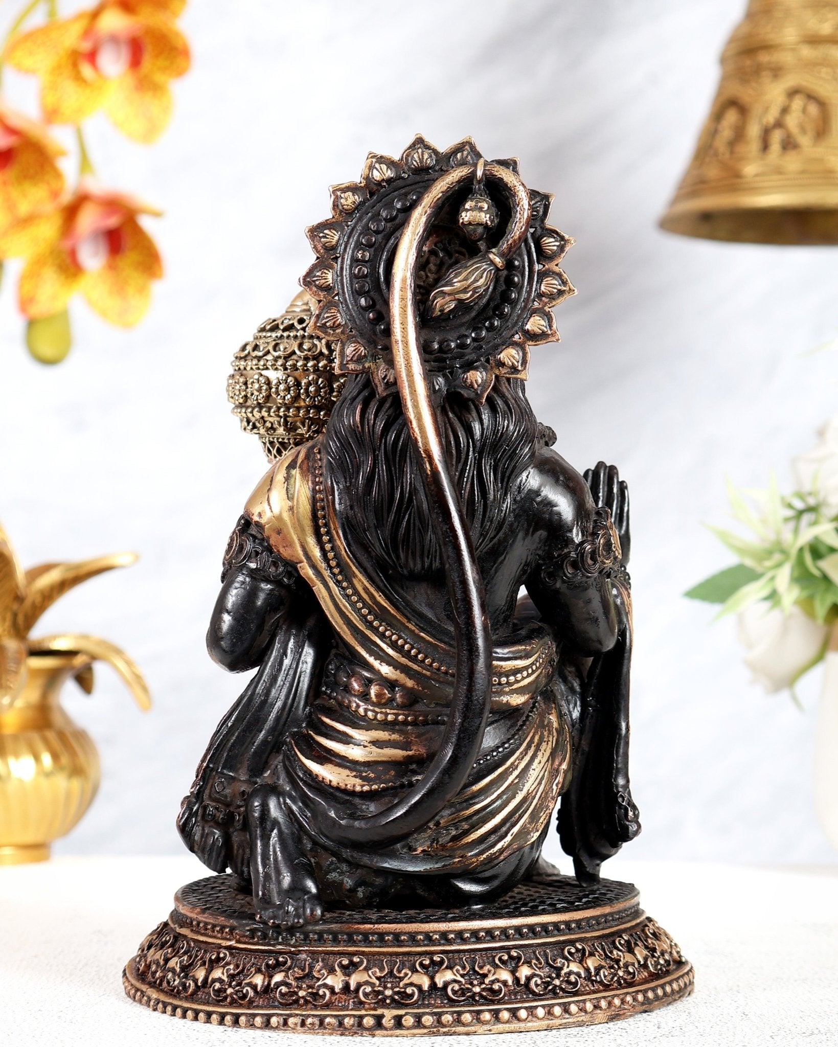 Superfine Brass Hanuman Idol – 8 inch black tone - Budhshiv.com