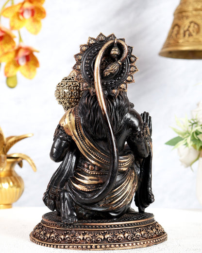 Superfine Brass Hanuman Idol – 8 inch black tone - Budhshiv.com