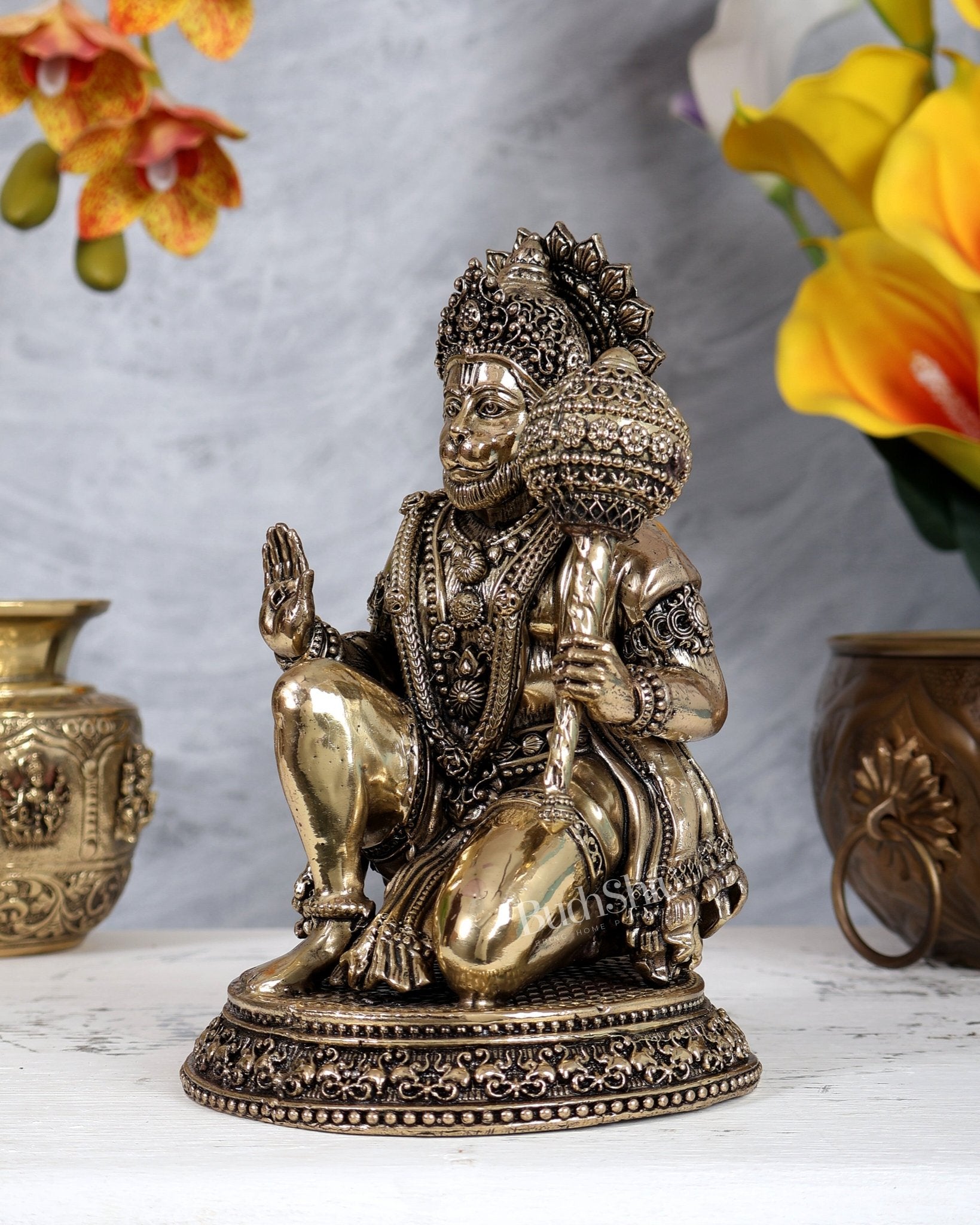 Superfine Brass Hanuman Idol – 8” - Budhshiv.com