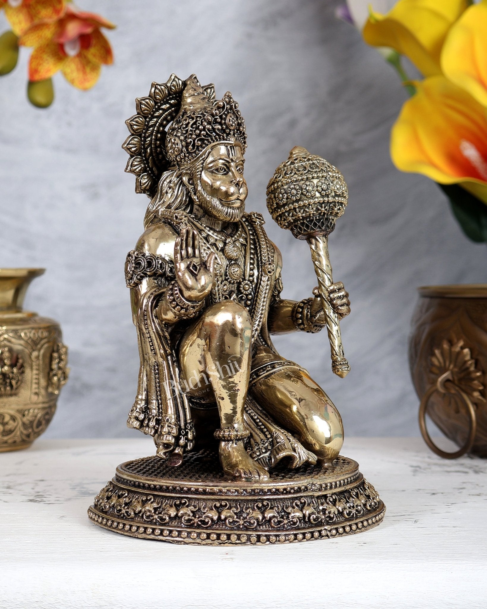 Superfine Brass Hanuman Idol – 8” - Budhshiv.com