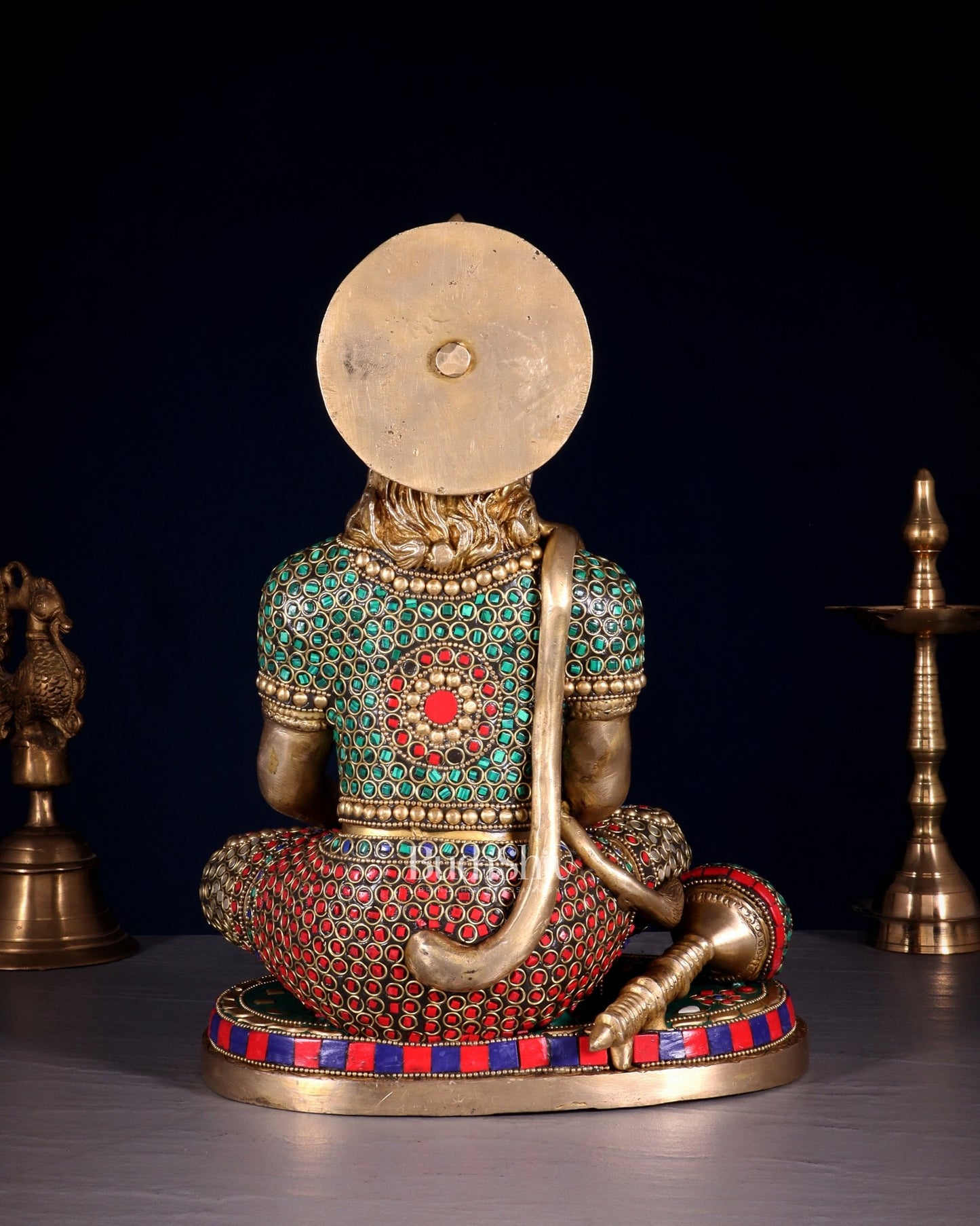 Superfine Brass Hanuman in Meditation Statue - 12.5 Inch stonework - Budhshiv.com