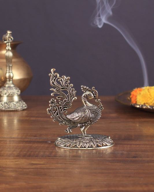 Superfine brass Intricate Peacock Showpiece – 4" - Budhshiv.com
