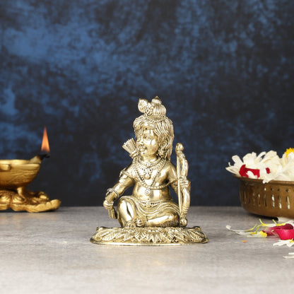 Superfine Brass Intricate Ram Lalla Idol | Height 4 inch - Budhshiv.com