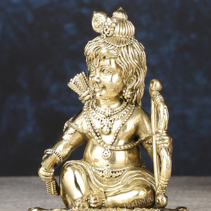 Superfine Brass Intricate Ram Lalla Idol | Height 4 inch - Budhshiv.com