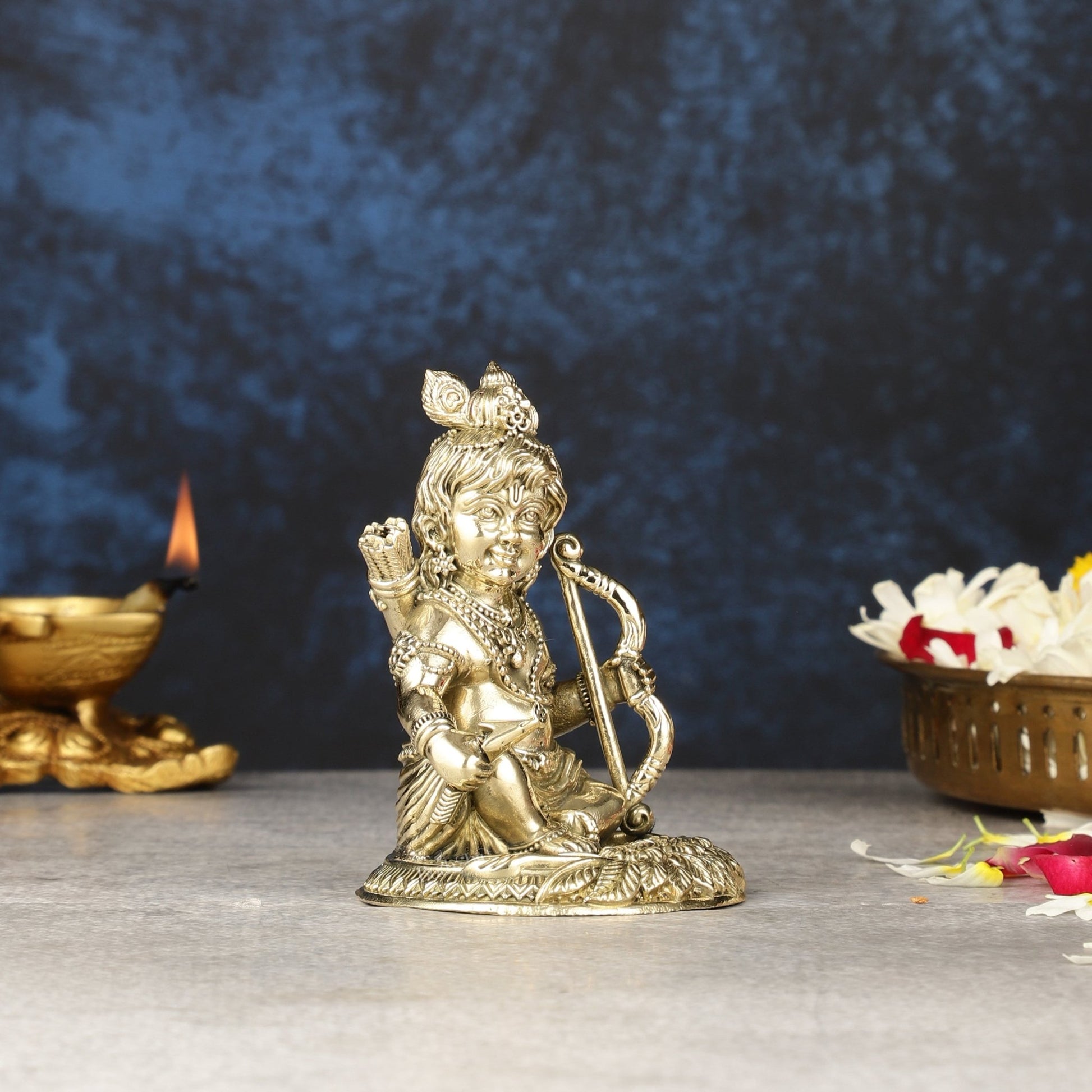 Superfine Brass Intricate Ram Lalla Idol | Height 4 inch - Budhshiv.com